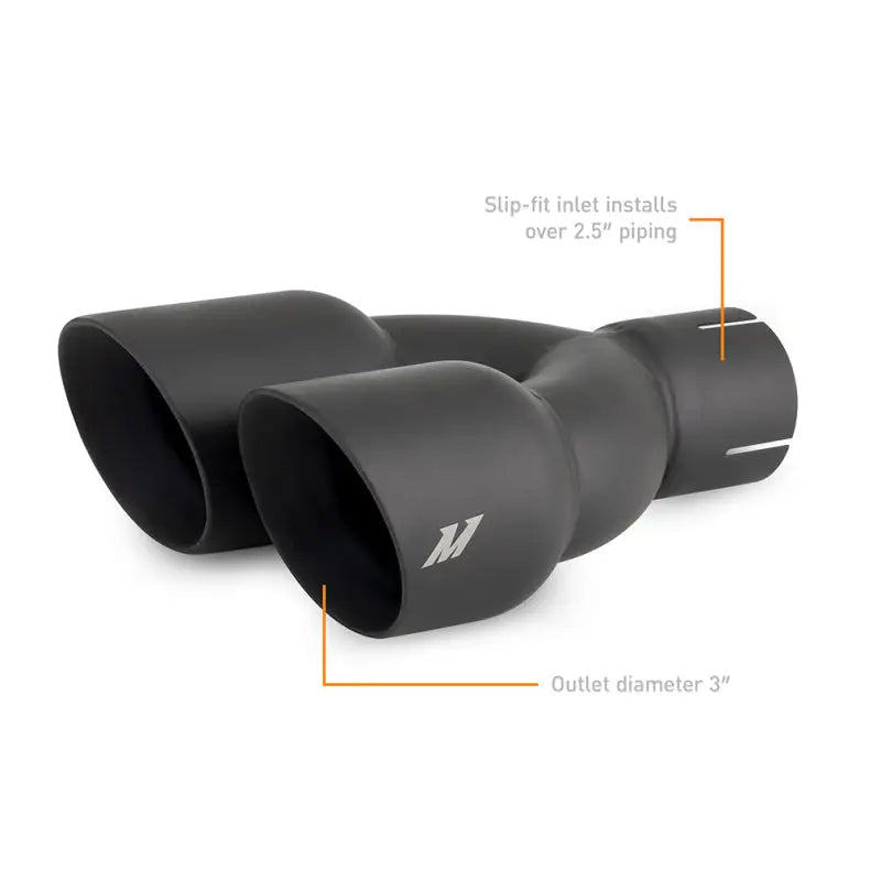 Mishimoto Dual Offset Tips 2.5in Inlet 3in Outlet Slash Cut - Black - Mishimoto