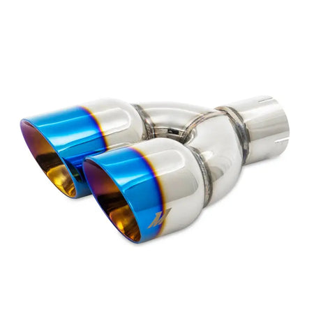 Mishimoto Dual Offset Tips 2.5in Inlet 3in Outlet Slash Cut - Burnt - Forced Induction