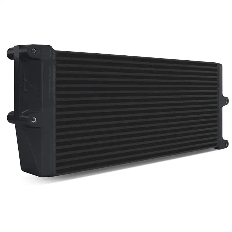 Black Mishimoto heavy-duty oil cooler with mounting points for improved engine cooling