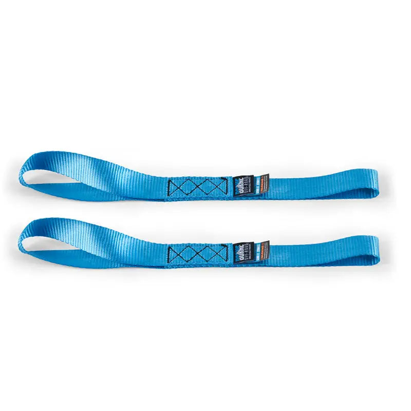 Blue nylon slings from Mishimoto Heavy-Duty Ratchet Tie-Down Kit for secure transport
