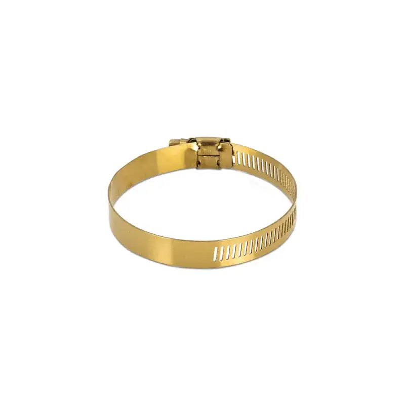 Metal hose clamp from Mishimoto High-Torque Worm Gear series in gold finish