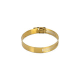 Gold Mishimoto high-torque worm gear clamp for secure hose fixing in automotive uses