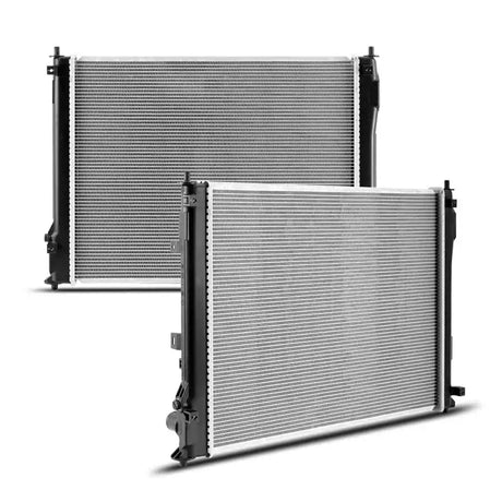 Two Mishimoto Honda Civic replacement radiators for 2016-2021 models in this image