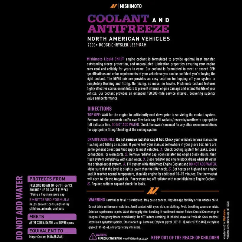Mishimoto Liquid Chill EG Coolant North American Vehicles Purple - Cooling