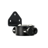 Black metal oil filter mount for remote oil filter installation on Mishimoto M20 x 1.5