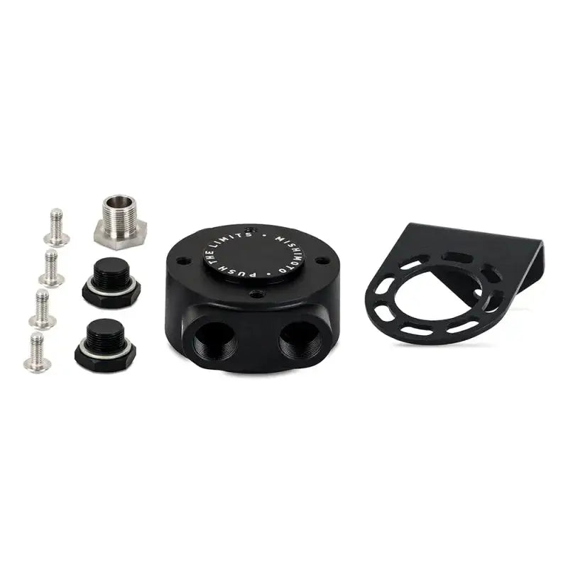 Black Oil Catch Can Kit with Mishimoto M20 x 1.5 Remote Oil Filter Mount