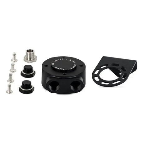 Black Oil Catch Can Kit with Mishimoto M20 x 1.5 Remote Oil Filter Mount