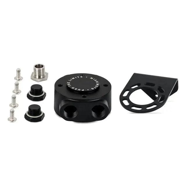 Black Oil Catch Can Kit with Mishimoto M20 x 1.5 Remote Oil Filter Mount