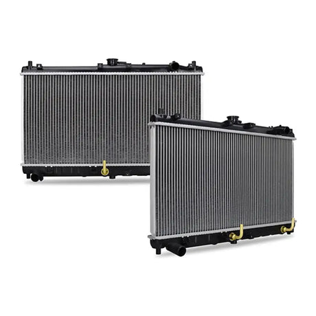 Two car radiators for Mishimoto Mazda Miata replacement radiator 1999-2005