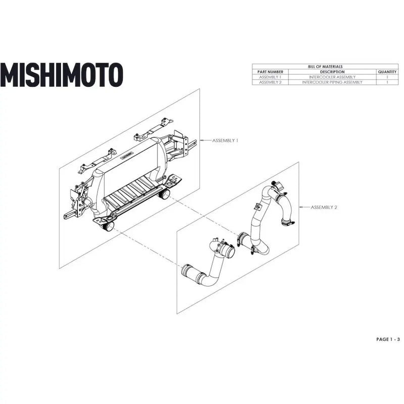 Mishimoto Limited Lifetime Warranty Intercooler Mmint-BR23-21HKSLP - 21 Bronco 2.3L High Mount Int Kit