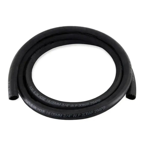 Coiled black Mishimoto push lock hose for fuel and oil, -12AN, 240 inches long
