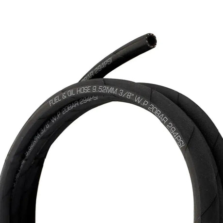 Black Mishimoto Push Lock Hose for fuel and oil, -4AN, 120-inch length