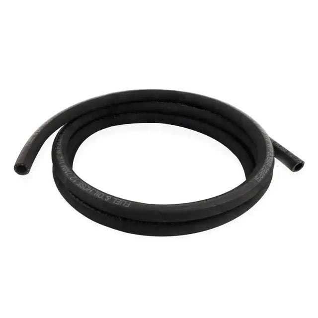 Coiled black Mishimoto Push Lock Hose -8AN lock hose for easy install and durability
