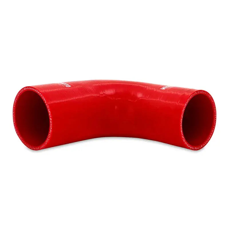 Red silicone reducer coupler for hoses, 2in to 2.5in, Mishimoto 90 degree fit