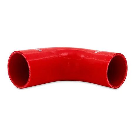 Red silicone reducer coupler for hoses, 2in to 2.5in, Mishimoto 90 degree fit