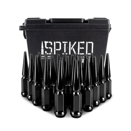 Mishimoto Steel Spiked Lug Nuts M12 x 1.5 24pc Set Black - Wheel and Tire Accessories