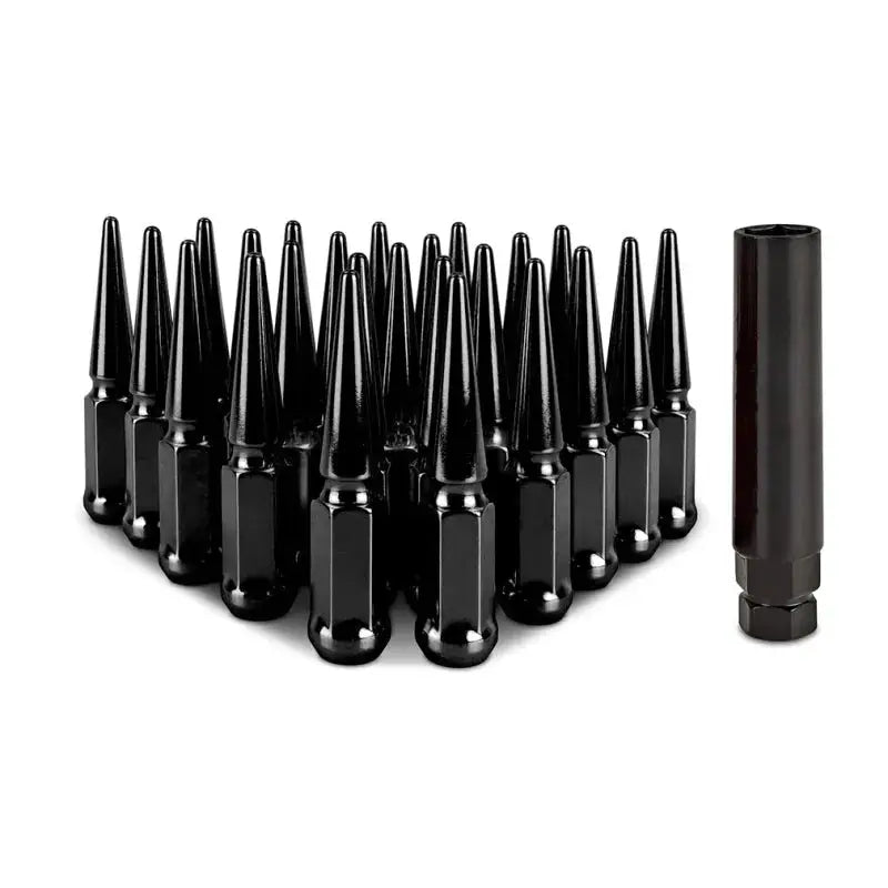 Mishimoto Steel Spiked Lug Nuts M12 x 1.5 24pc Set Black - Wheel and Tire Accessories