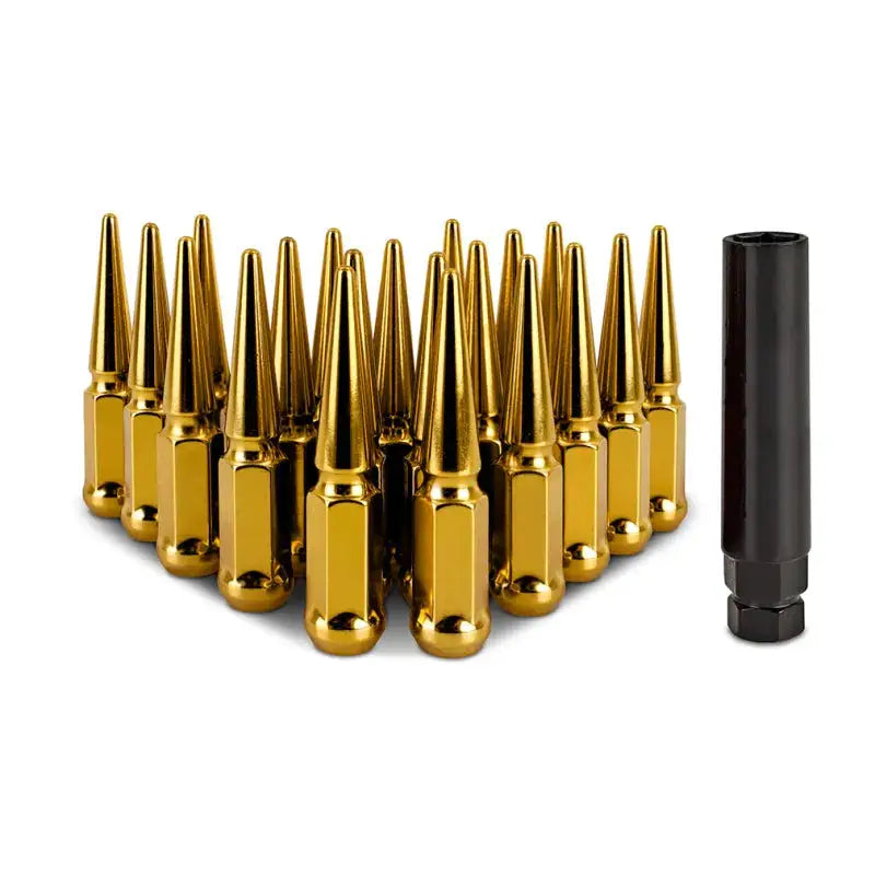 Mishimoto Steel Spiked Lug Nuts M12x1.5 20pc Set - Gold - Wheel and Tire Accessories