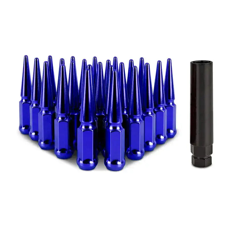 Mishimoto Steel Spiked Lug Nuts M14 x 1.5 24pc Set Blue - Wheel and Tire Accessories