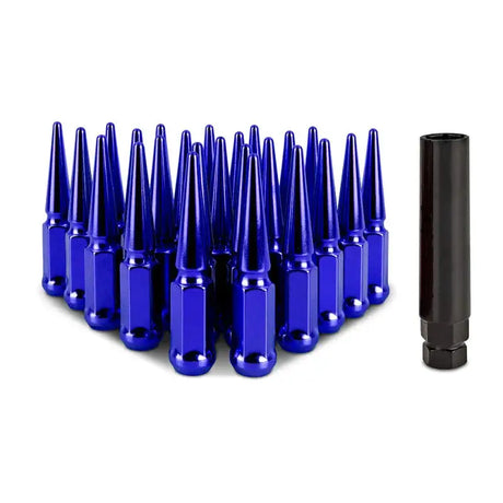 Mishimoto Steel Spiked Lug Nuts M14 x 1.5 24pc Set Blue - Wheel and Tire Accessories