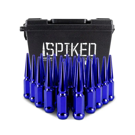 Mishimoto Steel Spiked Lug Nuts M14 x 1.5 24pc Set Blue - Wheel and Tire Accessories