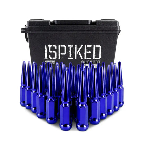 Mishimoto Steel Spiked Lug Nuts M14 x 1.5 32pc Set Blue - Wheel and Tire Accessories