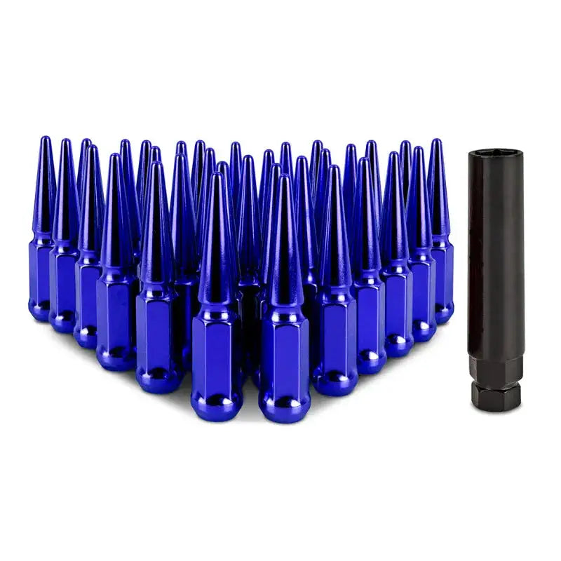Mishimoto Steel Spiked Lug Nuts M14 x 1.5 32pc Set Blue - Wheel and Tire Accessories
