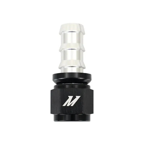 Black and silver Mishimoto straight push lock fitting for 10AN hoses