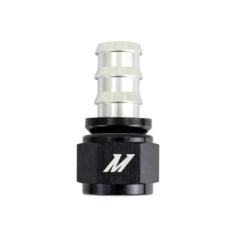 Black and silver hose fitting for Mishimoto Straight Push Lock Fitting 12AN system