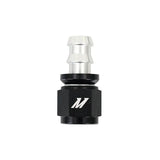 Black and silver mishimoto straight push lock fitting for 8AN hoses