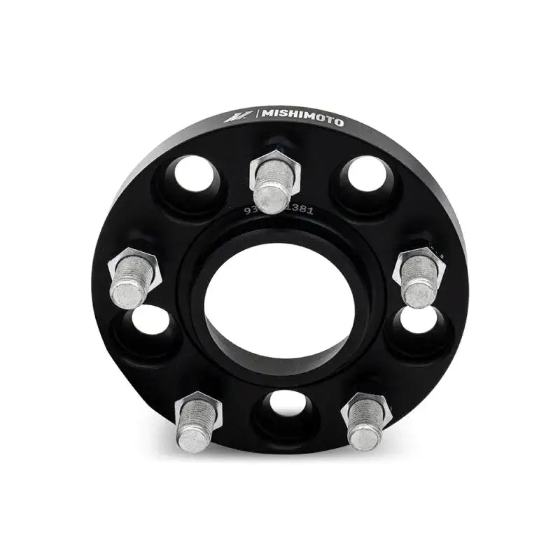 Black wheel spacer with silver studs from Mishimoto Tesla wheel spacer staggered bundle
