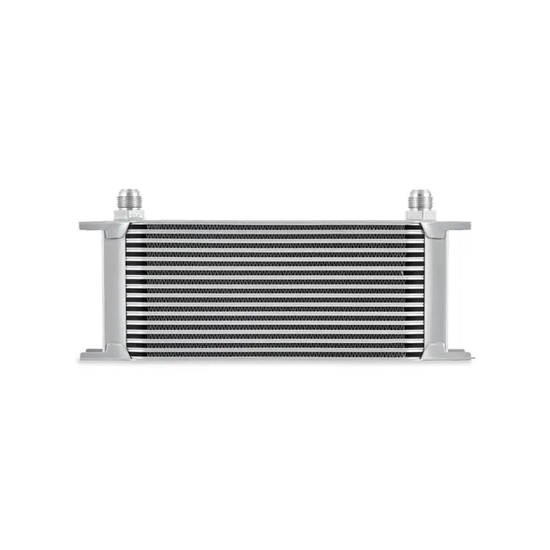 Silver Mishimoto Universal 16-Row Oil Cooler with fittings for better cooling