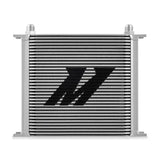 Silver Mishimoto Universal 34 Row Oil Cooler with Black Logo for optimal engine cooling