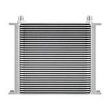 Silver mishimoto universal 34 row oil cooler with fittings for better engine cooling