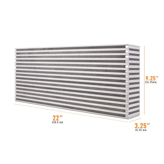 Mishimoto Universal Air-to-Air Intercooler Core with dimensions, perfect for upgrades