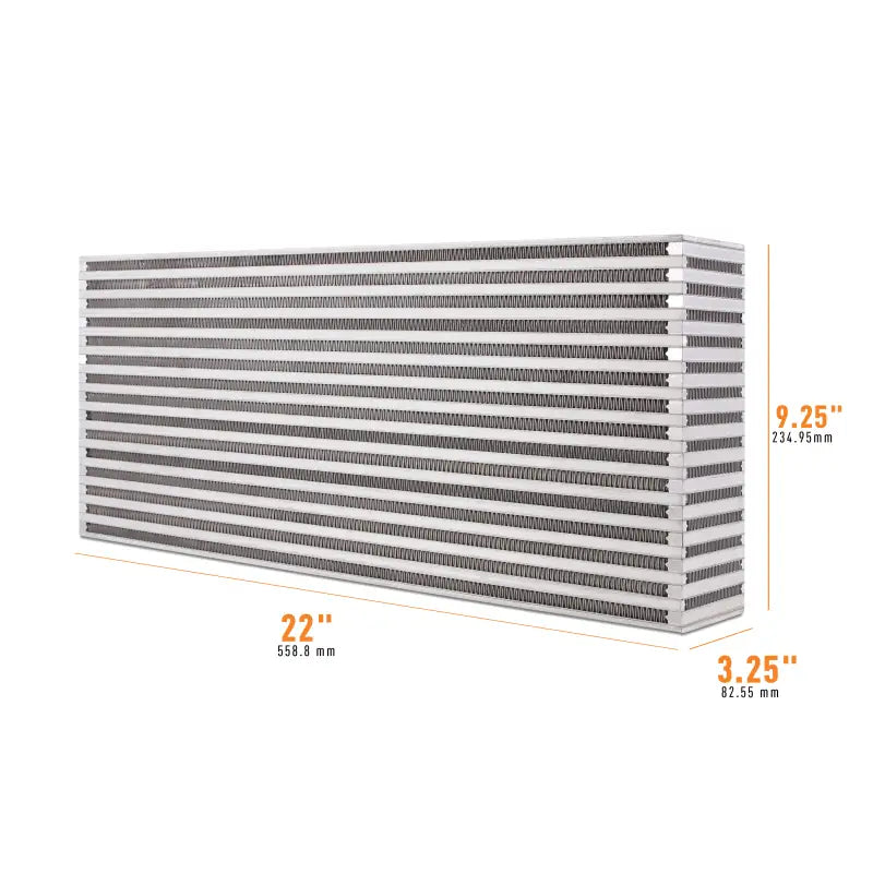 Mishimoto Universal Air-to-Air Intercooler Core with dimensions 22in by 9.25in by 3.25in