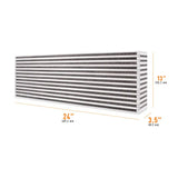 Rectangular Mishimoto Universal Air-to-Air Intercooler Core with dimensions for easy fit
