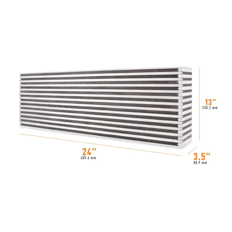 Rectangular Mishimoto Universal Air-to-Air Intercooler Core with dimensions for easy fit