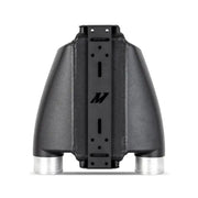 Black metal intake manifold with silver ports for Mishimoto intercooler dual pass setup