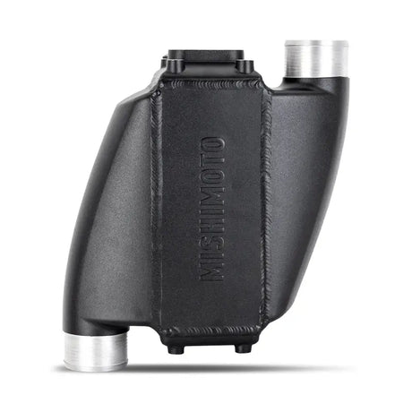 Black Mishimoto Universal Air-to-Water Intercooler with silver inlets for high-performance setups