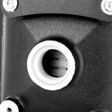 Black metal part with white-rimmed hole from Mishimoto Universal Air-to-Water Intercooler