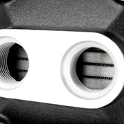 Metal heat exchanger ports on Mishimoto Universal Air-To-Water Intercooler for high performance