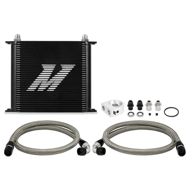 Mishimoto Universal Oil Cooler Kit 34-Row Black with braided hoses for better cooling