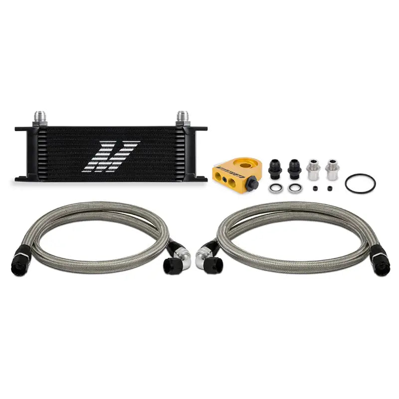 Mishimoto Universal Thermostatic Oil Cooler Kit with braided hoses for engine cooling