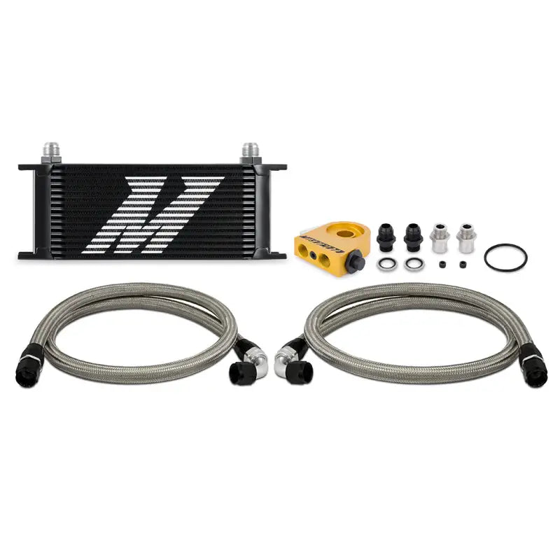 Mishimoto Universal Thermostatic Oil Cooler Kit 16-Row Black for better engine cooling