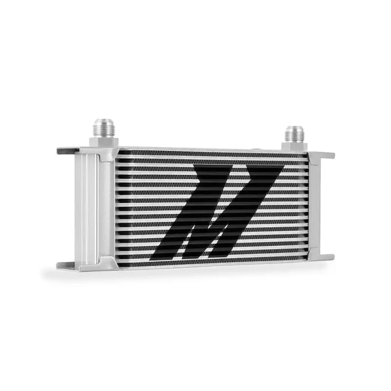 Silver Mishimoto Universal Thermostatic Oil Cooler Kit with black logo for optimal cooling