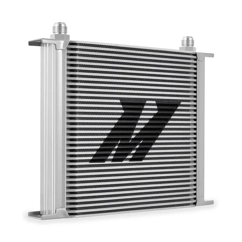 Silver Mishimoto Universal Thermostatic Oil Cooler Kit 34-Row for optimal engine cooling