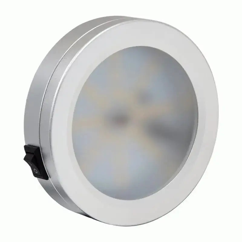 Round silver LED puck light for interior cabin lighting in ML-CLWHT Metra Cabin Light