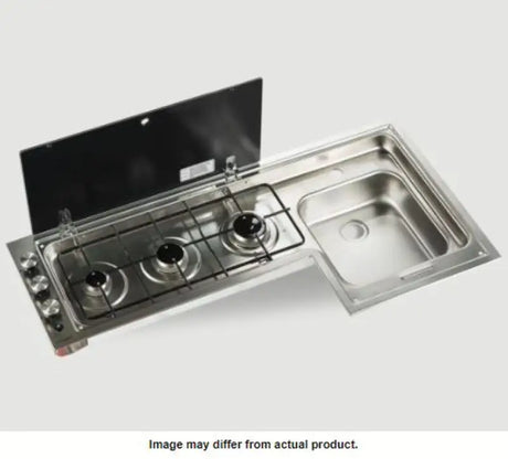 Stainless steel combination sink and three-burner gas stove for Dometic Combination MO952307D0000US