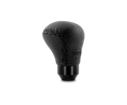 Black leather gear shift knob from Momo Anatomico with sleek black stitching